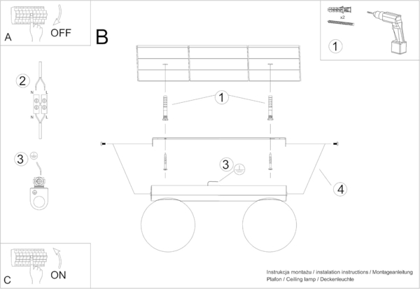 SOLLUX SL. 1152 Deckenleuchte YOLI 2XG9 12W Stahl schwarz L:34. 5cm B:12cm H:14. 5cm dimmbar Bild 5