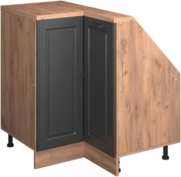 Dachschrägenschrank Eckschrank Rion Anthrazit Landhaus/Goldkraft Eiche 75.6 x 81.6 cm mit 1 Tür Vicco
