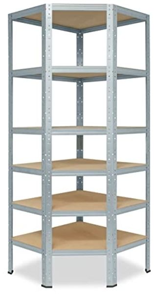 shelfplaza HOME 200x60x30 cm Eckregal in grau-verzinkt mit 6 Böden und 145 kg Traglast pro Boden