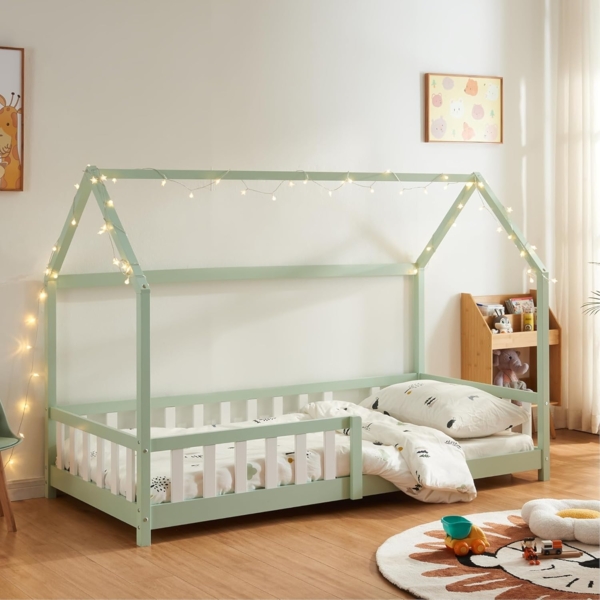 Hausbett Hesel mit Rausfallschutz 90x200cm Mintgrün [en. casa]