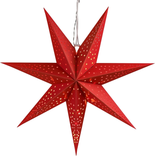 Casaria LED Weihnachtsstern Rot 7 Spitzen Beleuchtet 60 cm Papierstern Weihnachten Weihnachtsdeko Leuchtstern Dekostern Adventsstern