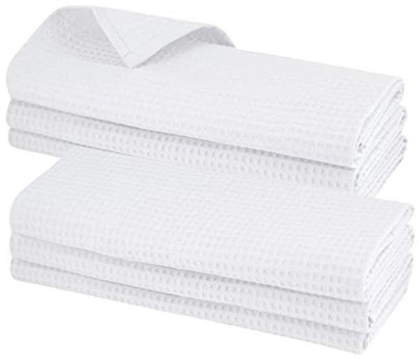 Engelland Geschirrtuch Poliertuch, (Vorteils-Set, 6-tlg, Waffel-Pique), 100 % Baumwolle, integrierte Aufhängeschlaufe, 70 x 50 cm