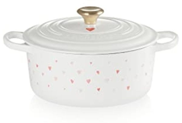Le Creuset 'Hearts' Bräter, 3,3 l, Emaille Weiß, Ø 22x10 cm