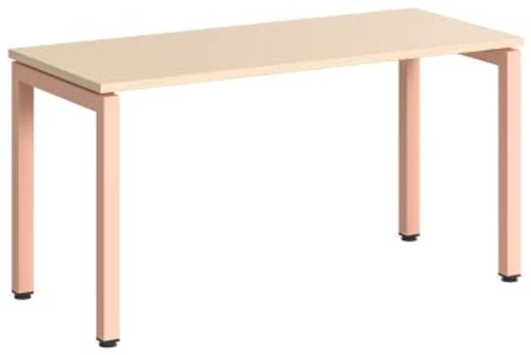 Steelcase Ottima Portico Homeoffice-Schreibtisch in fixer Höhe, Melamin-Tischplatte in der Ausführung Klare Eiche und Gestell in der Farbe Rosenquarz, einfache Montage (140x60 cm)