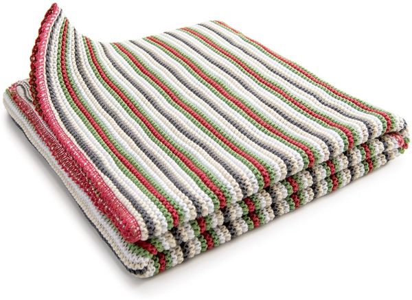 SonnenStrick Kinderdecke mit zartem Streifenmuster rot, 80x80 cm