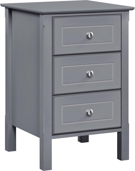 Yaheetech Nachttisch Nachtkommode Nachtschrank Beistelltisch mit 3 Schubladen Stabil Sofatisch für Wohnzimmer/Schlafzimmer/Flur/Büro, 40 x 40 x 60 cm, Dunkelgrau