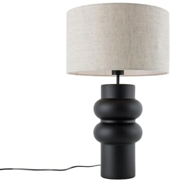 Qazqa Tischleuchte Alisia, ohne Leuchtmittel, E27, Grau, Design, Keramik, 1-flammig