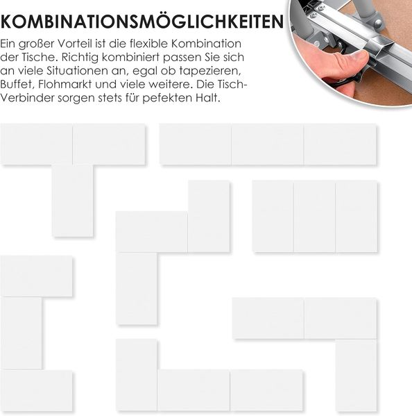 KESSER® Multifunktionstisch Profi 3- teilig, 100x60 cm, Tapeziertisch 30kg Tragkraft je Tisch Mit Ausziehfunktion Klapptisch Flohmarktisch Beistelltisch Mehrzwecktisch Campingtisch höhenverstellbar Bild 8