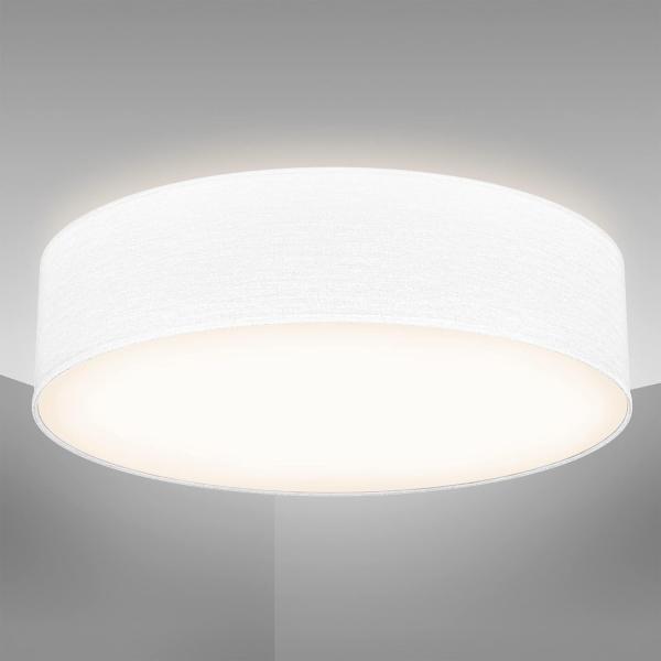 B.K.Licht Deckenleuchte Stoff-Deckenlampe Ø38cm 2-fammig E27 Wohnzimmer LED Halogen, ohne Leuchtmittel, weiße Stoffdeckenleuchte mit Textilschirm Schafzimmer Küche - BKL1218