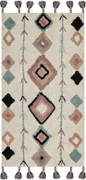 Teppich Baumwolle beige mehrfarbig 80 x 150 cm geometrisches Muster ESKISEHIR