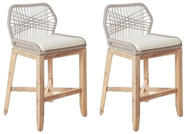 Garten-Barhocker 2er Set TALAMONE Akazienholz Heller Holzfarbton