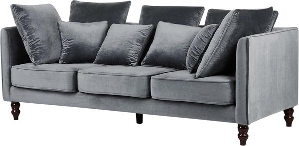 3-Sitzer Sofa Samtstoff grau FENSTAD Bild 4