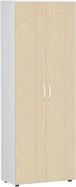 Garderobenschrank mit ausziehbarem Garderobenhalter, 80x42x216cm, Ahorn Weiß
