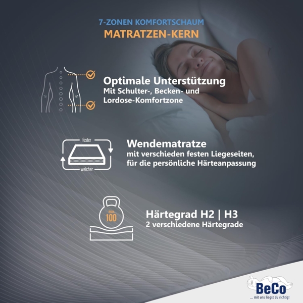 Visco-Matratze BeCo Nightstyle Visko Stiftung Warentest GUT (2,2), Beco, 17 cm hoch, Ausgabe 10/2024 getestet in 90x200 cm H3 Bild 3