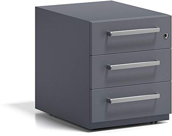 Rollcontainer Note™ mit Griff, 3 Universalschubladen, Farbe anthrazitgrau