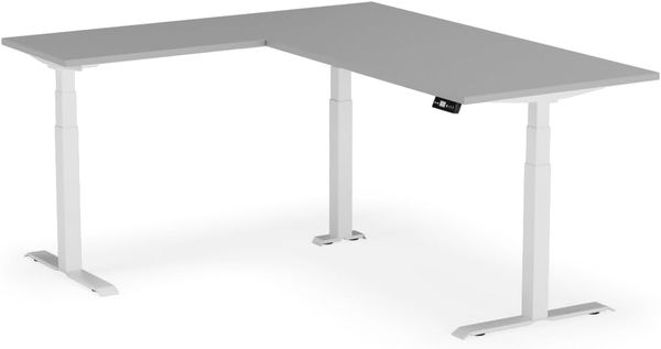 elektrisch höhenverstellbarer Schreibtisch L-SHAPE 200 x 170 x 60 - 90 cm - Gestell Weiss, Platte Grau