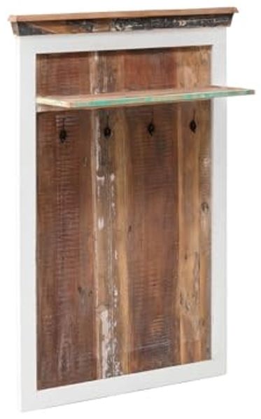 Wandgarderobe massivum Perth 80x120x25 cm recyceltes Holz weiß bunt Landhausstil Altholz Flurgarderobe Shabby-Chic Wandhaken