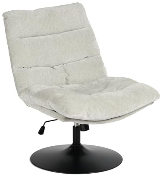 MEUBLE Cosy Bürostuhl Ergonomisch Schreibtischstuhl mit höhenverstellbar 360° Drehbar Kippfunktion ohne Armlehnen, Chenille-Stoff, Grau