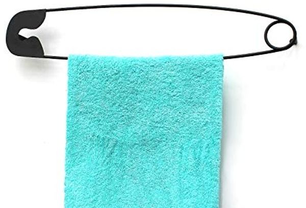 DanDiBo Design Handtuchhalter Handtuchstange Sicherheitsnadel 62 cm Garderobe Wand Büro Schwarz Metall Flur DIY