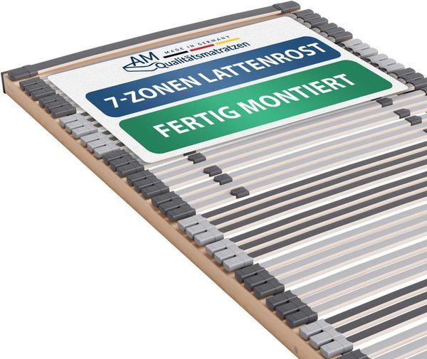 Ergonomischer 7-Zonen Lattenrost - 120x220 cm - fertig montiert - 44 Leisten - NV Starr - Holmabsenkung für Schulter und Becken - 120x220 cm