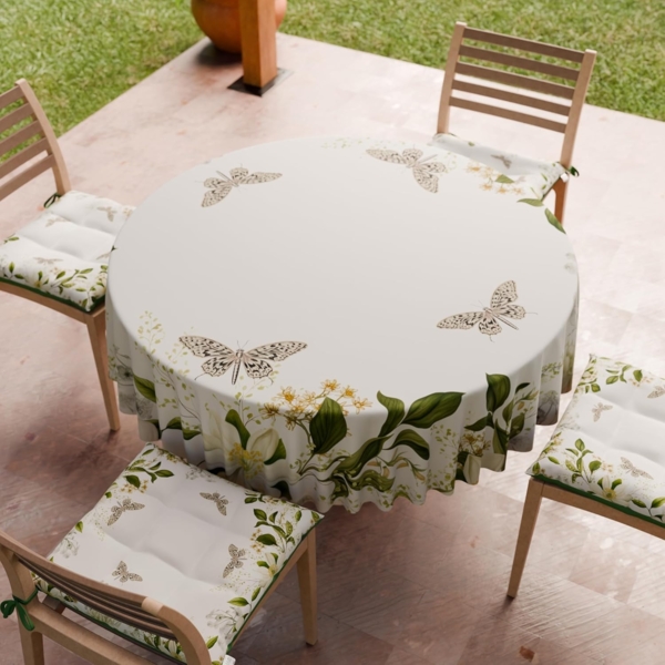 PETTI Artigiani Italiani - Schmutzabweisende runde Tischdecke aus Mikrofaser (Durchmesser 140 cm), Küchentischabdeckung für runden Tisch, Blumenmuster, 100% Made in Italy Bild 3