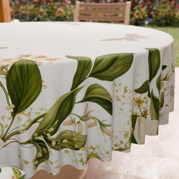 PETTI Artigiani Italiani - Schmutzabweisende runde Tischdecke aus Mikrofaser (Durchmesser 140 cm), Küchentischabdeckung für runden Tisch, Blumenmuster, 100% Made in Italy Bild 5