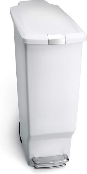 simplehuman Mülleimer Schmaler Treteimer 40 Liter Weiß