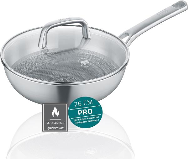 Berndes Tricion Resist Wokpfanne, Wok, 3-Schicht-Material, Silber, 26 cm, 099218