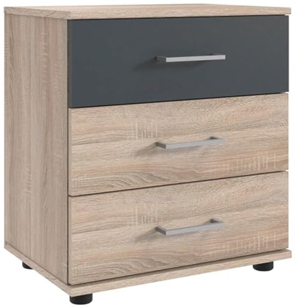 Nachtkonsole Taiga Nachttisch mit 3 Schubladen 52x38x58cm Farbe: braun