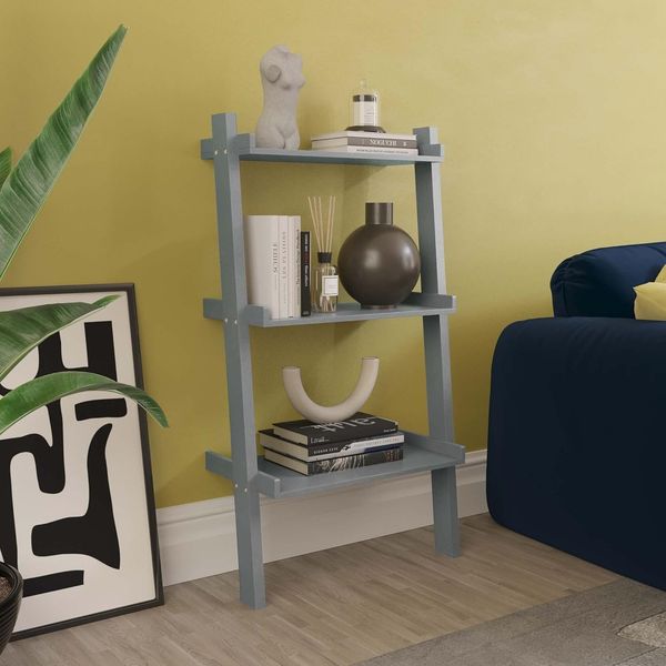 Vida Designs 3 Ebenen Leiter-Bücherregal mit Anlehnung Display Regal Einheit Wohnzimmer Büro Möbel (grau)