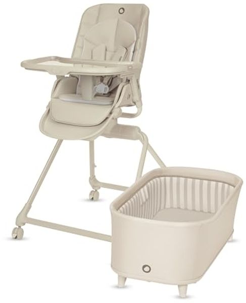 lionelo Hochstuhl MADDIE SET (Set), 3in1/360° Drehung/T25 Matratze/4 Rollen/5-Punkt-Gurt