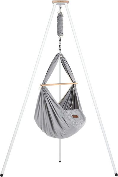 Federwiege mit Tipi Bio Grey Weiß Schafwolle