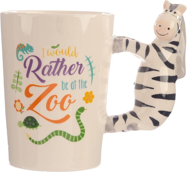 Puckator Tasse mit Griff in Zebraform, Keramik, Multi, Height 12cm Width 13. 5cm Depth 8. 5cm