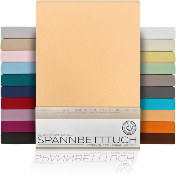 Beautex Spannbettlaken Spannbetttuch Bettlaken aus gekämmter Baumwolle Premium Jersey 160g/m², Jersey, Gummizug: rundum, (1 Stück)