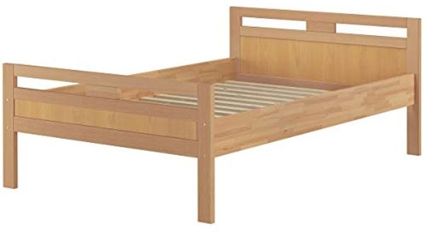 Erst-Holz Massivholz Seniorenbett Buche natur 120x200 Einzelbett Hohes Bett mit Rollrost 60. 74-12
