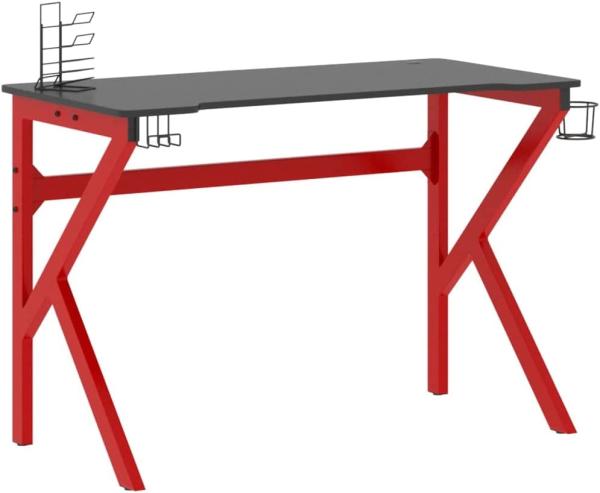 vidaXL Gaming Schreibtisch mit K-Gestell Schwarz und Rot 110 x 60 x 75 cm