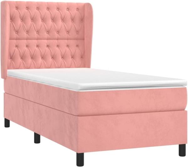 vidaXL Boxspringbett mit Matratze Rosa 90x200 cm Samt 3129374