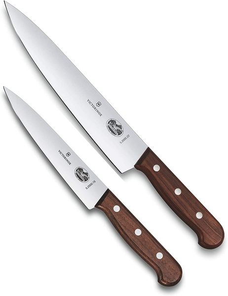 Victorinox Rosewood Küchenmesser-Set, 2-tlg, mit Holzgriff, Officemesser 15 cm, Tranchiermesser 22 cm