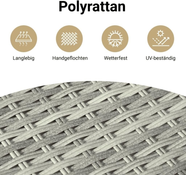 vidaXL 5-tlg. Garten-Sofagarnitur mit Kissen Hellgrau Poly Rattan 3221091 Bild 4