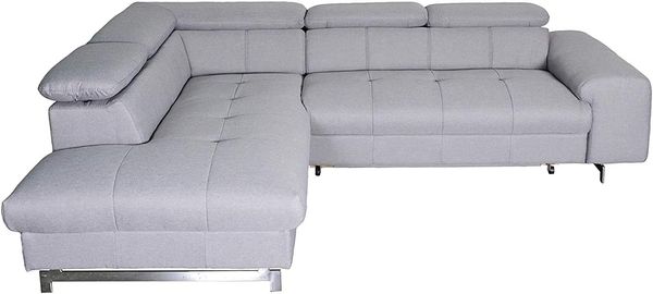 Mivano Ecksofa Chef / L-Sofa mit Ottomane und verstellbaren Kopfstützen / 262 x 72 x 206 / Mikrofaser Grau