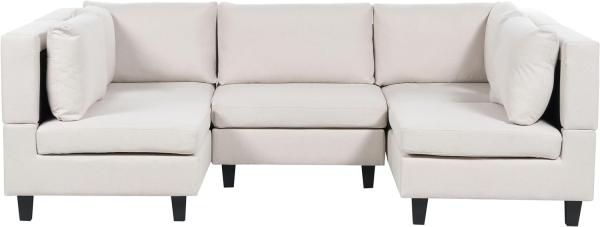 Beliani 'Unstad' Sofa, Beige, Leinenoptik, 72 x 76 x 228 cm, ohne Ottomane, U-Form