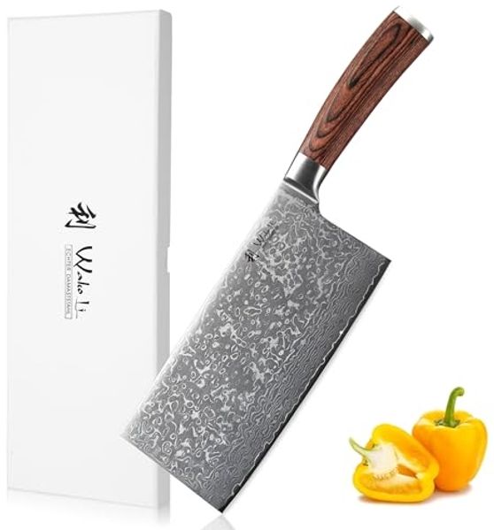 Wakoli Hackmesser EDIB Sakura Damast Hackmesser Küchenmesser 19 cm Klinge