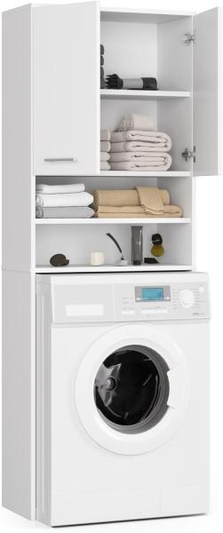 Waschmaschinenschrank, B64 x H180 x T30 cm, Gewicht 30 kg, Umbauschrank mit Ablagefach mit 2 Türen, 2 offene Ablagefächer Bild 4