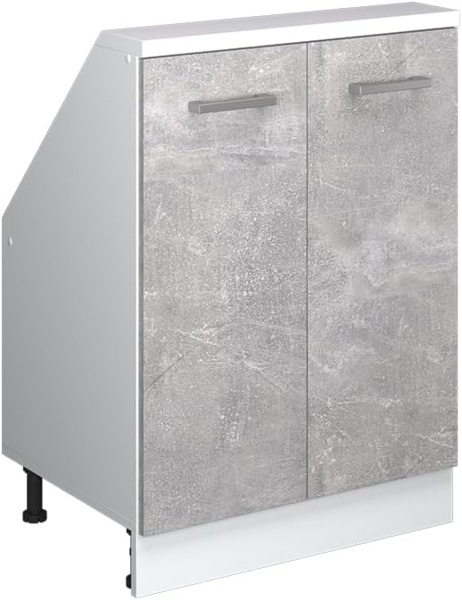 Dachschrägenschrank Rion Beton/Weiß mit 2 Türen Vicco