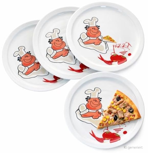 MamboCat Pizzateller 4er Set Alberto Pizzateller Ø30,5cm 4 Personen XL-Teller Platte groß