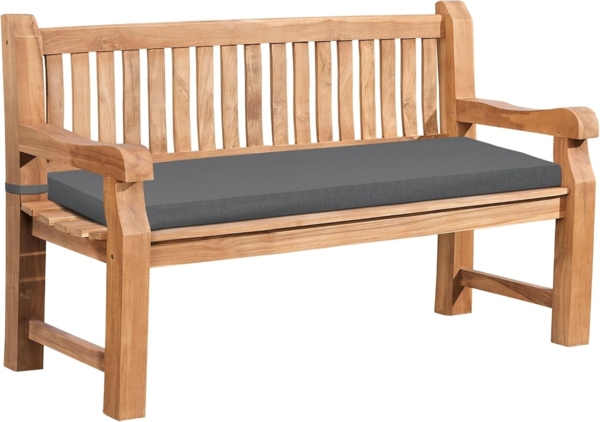 CLP Gartenbank Teakholz Jackson mit Sitzkissen,dunkelgrau 136x48x8 cm