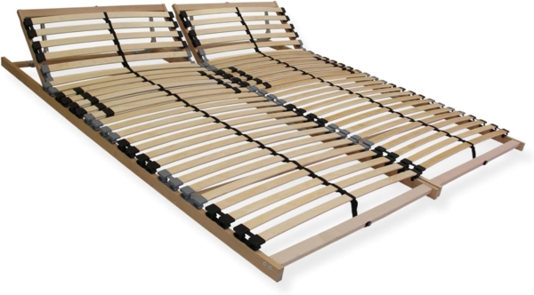 7 Zonen Lattenrost 160x200 mit verstellbarem Kopfteil - Ergonomischer Lattenrost 7 Zonen und stabilem Buchenholzrahmen, 28 flexible Federholzleisten, 2 x Lattenrost 80x200, MADE IN GERMANY, Traglast ca. 150Kg