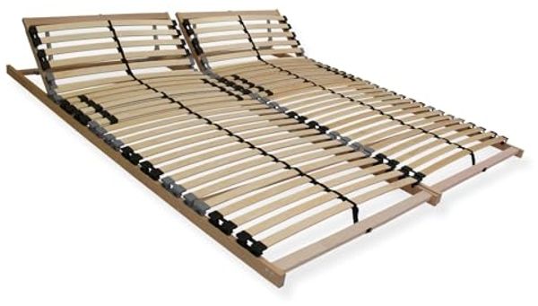 7 Zonen Lattenrost 160x200 mit verstellbarem Kopfteil - Ergonomischer Lattenrost 7 Zonen und stabilem Buchenholzrahmen, 28 flexible Federholzleisten, 2 x Lattenrost 80x200, MADE IN GERMANY, Traglast ca. 150Kg