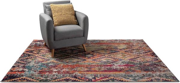 benuta Teppich Casa, rechteckig, Höhe: 11 mm, Teppich Wohnzimmer, Esszimmer, Schlafzimmer, Flur, Farbenfroh, Retro