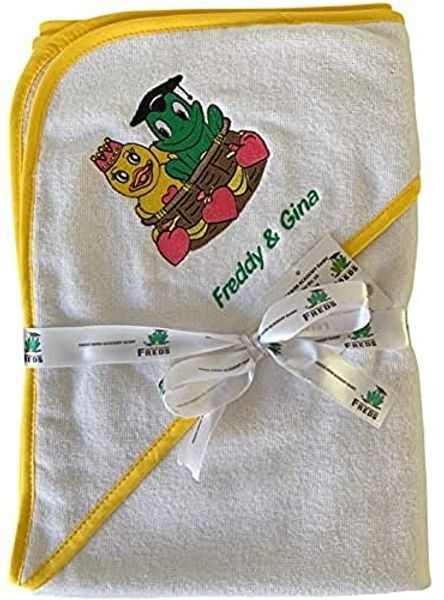 Freds Swim Academy 20511 Kapuzenhandtuch aus weichem Velours - Frottee mit Fred & Gina Motiv, weiß, ca. 70x70 cm, weiß
